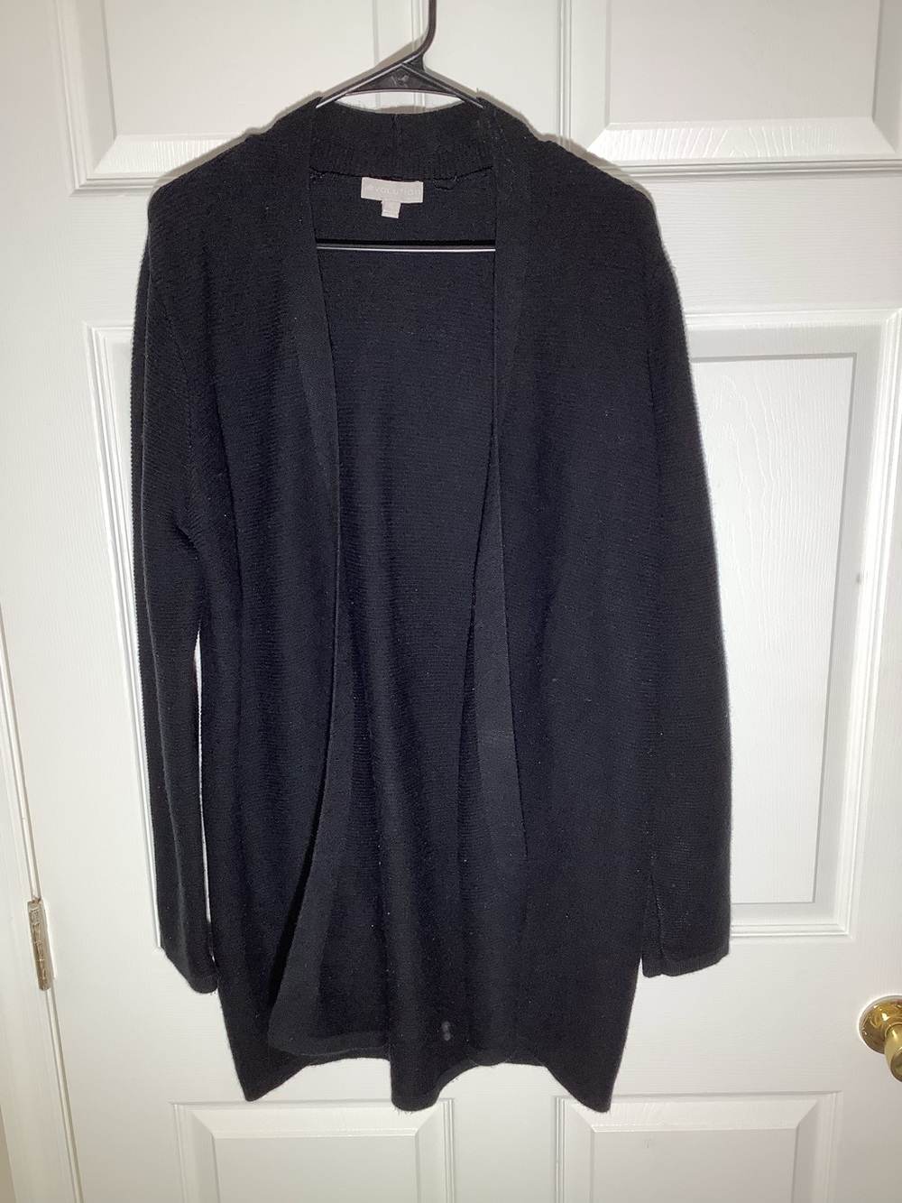 Black Open-Front Women's Sweater Cardigan, XL, 35 inches long